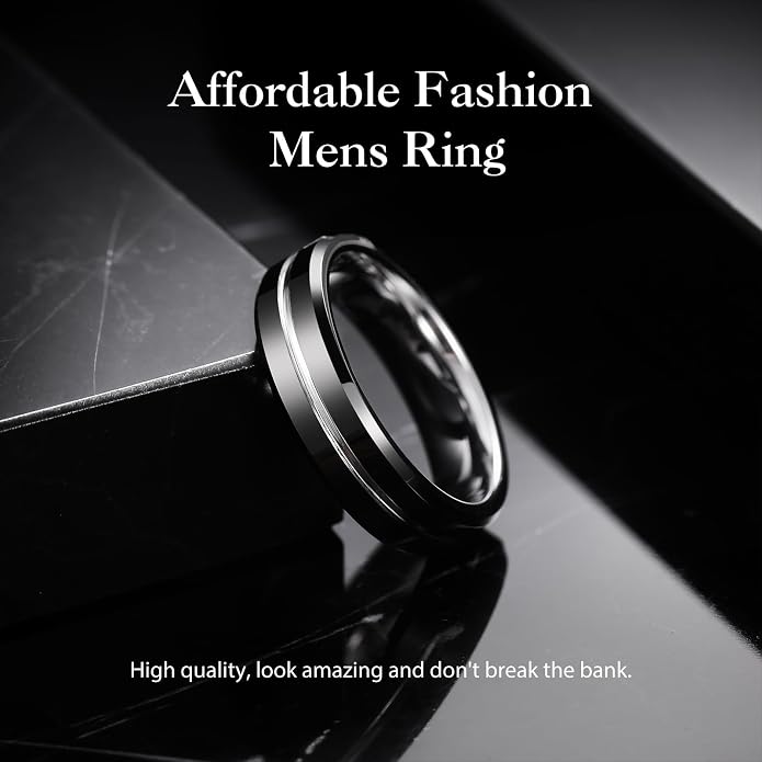 King Will Tungsten Carbide Wedding Band for Men Women-6/8/10mm Width Multicolor Available with Grooved Center Wedding Ring Suitable for Work, Gym Comfort Fit Size 4-16