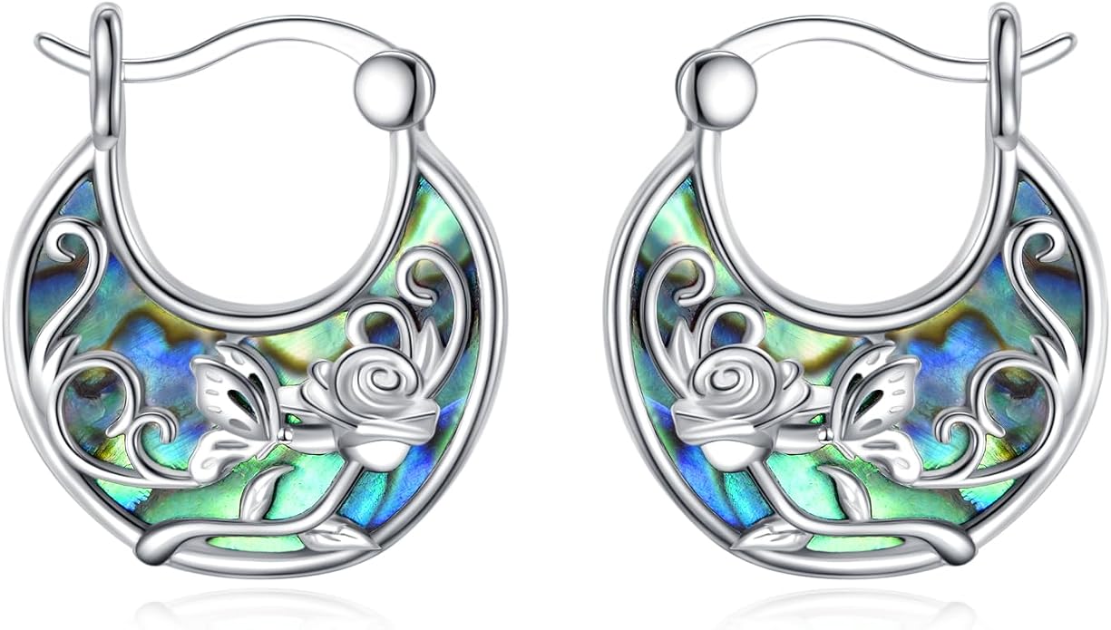 Tree of Life/Sunflower/Mountain/Daisy/Flower/Dragonfly/Butterfly/Earrings 925 Sterling Silver Hoop Earrings for Women