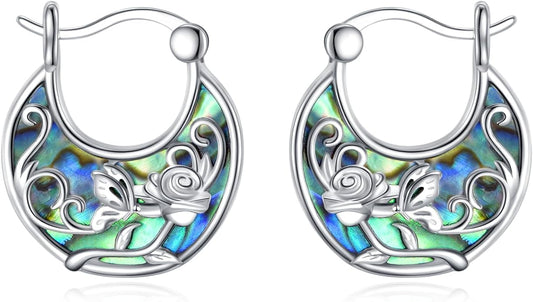 Tree of Life/Sunflower/Mountain/Daisy/Flower/Dragonfly/Butterfly/Earrings 925 Sterling Silver Hoop Earrings for Women