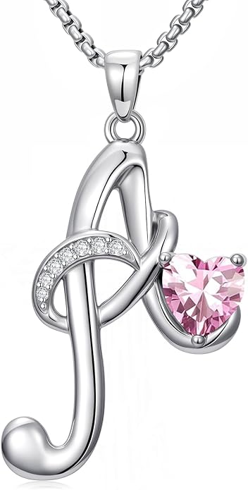 Birthday Gifts for Women Alphabet A to Z Initial Birthstone Pendant Necklaces for Women - 18k White Gold Plated Personalized Name Jewelry Anniversary Graduation Gifts for Wife Her Daughter Girlfriend(with Gift Box)
