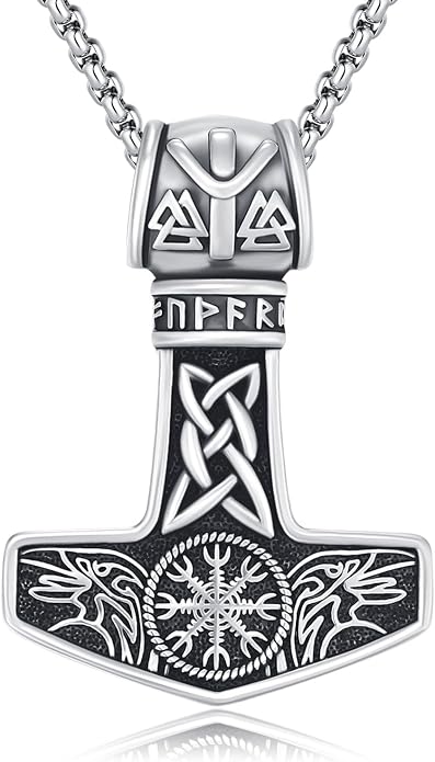 Viking Necklace for Men 925 Sterling Silver Nordic Viking Necklace Viking Amulet Jewelry Gifts for Men Women