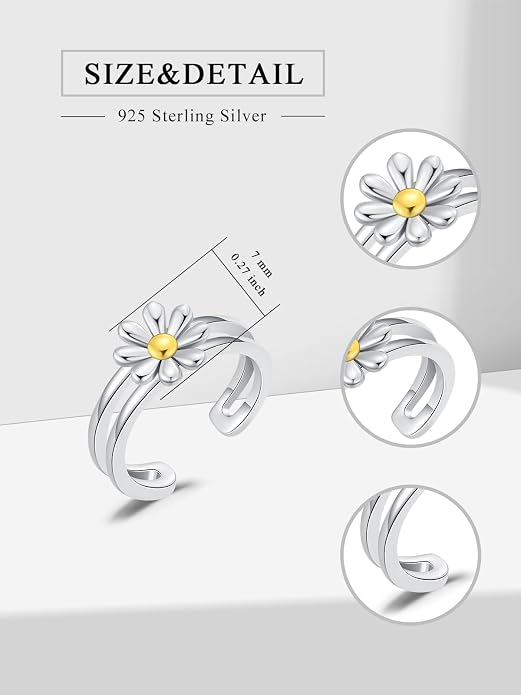 Midari Toe Rings for Women 925 Sterling Silver Hypoallergenic Adjustable Open Band Ring for Women Summer Beach Open Toe Jewelry Foot Jewelry