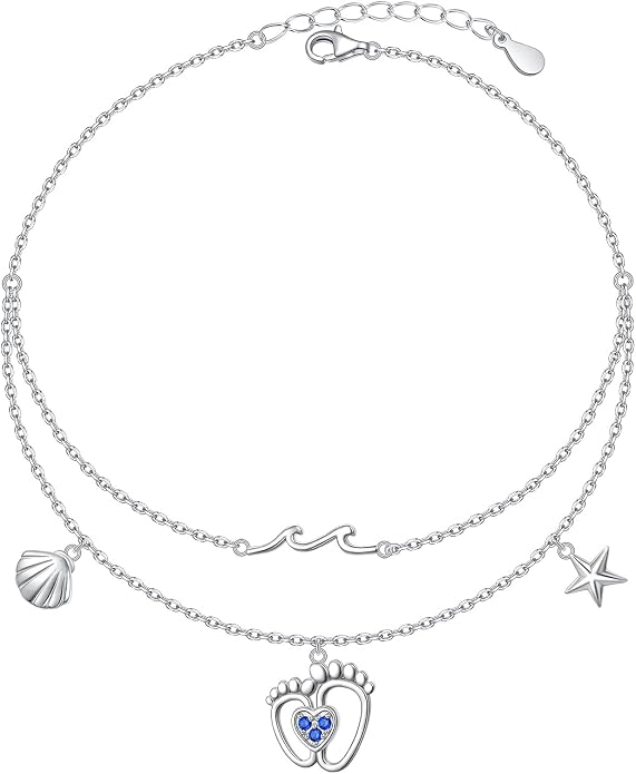 S925 Sterling Silver Anklets Adjustable Beach Foot Ankle Bracelet Jewelry Gifts For Women Girls