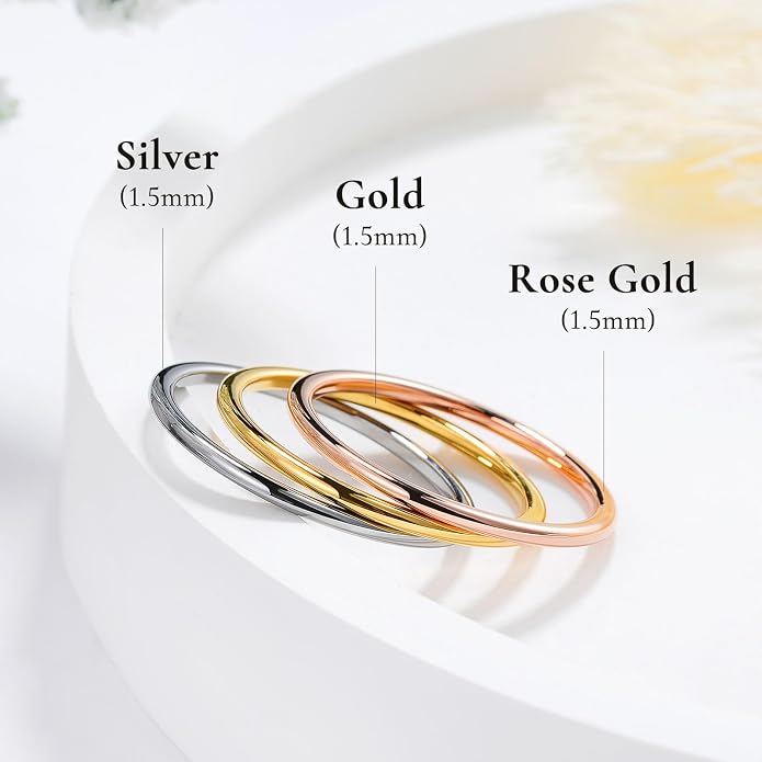 King Will Men's Women's Tungsten Carbide Ring 24k Gold Plated Rose Gold Plated Domed Polished Finish Wedding Band