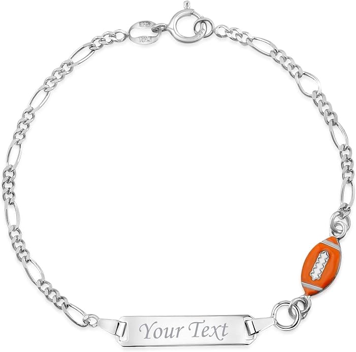 UNICORNJ 925 Italy Sterling Silver Child or Baby Name Bracelet Girls Boys, Personalized Engraved Kids ID Bracelets, 6.5" Figaro Chain, Enamel Charm Newborn Infant Toddler Kid Jewelry