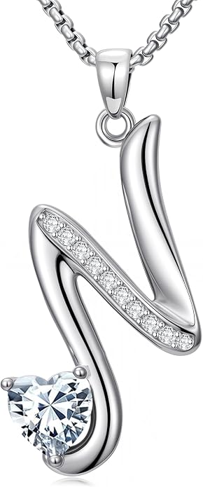 Birthday Gifts for Women Alphabet A to Z Initial Birthstone Pendant Necklaces for Women - 18k White Gold Plated Personalized Name Jewelry Anniversary Graduation Gifts for Wife Her Daughter Girlfriend(with Gift Box)