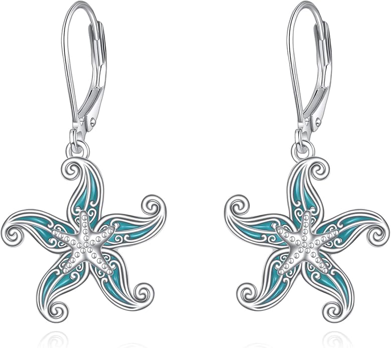 Beach Starfish Earrings for Women Sterling Silver Starfish Jewelry Gifts