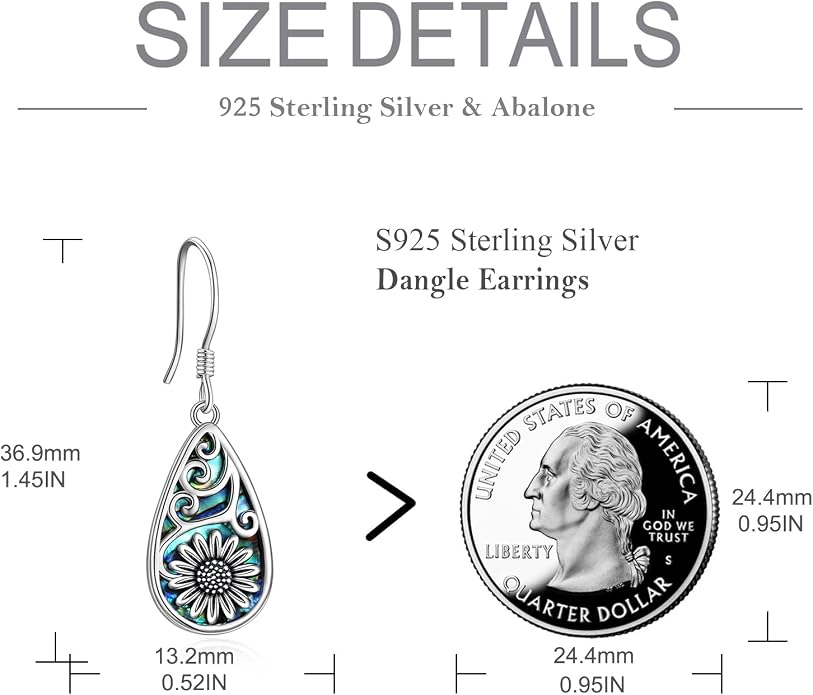 POPLYKE 925 Sterling Silver Tree of Life Dangle Earrings for Women Fashion Abalone Shell Jewelry Gifts for Mom Sister Friend Birthday