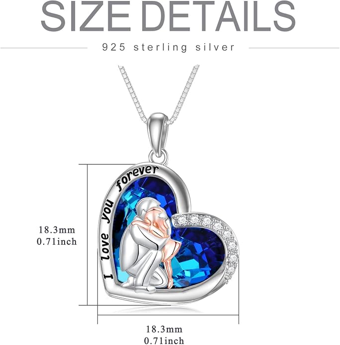 PROESS S925 Sterling Silver Daughter Heart Pendant Necklace from Dad Mom I Love You Forever Jewelry