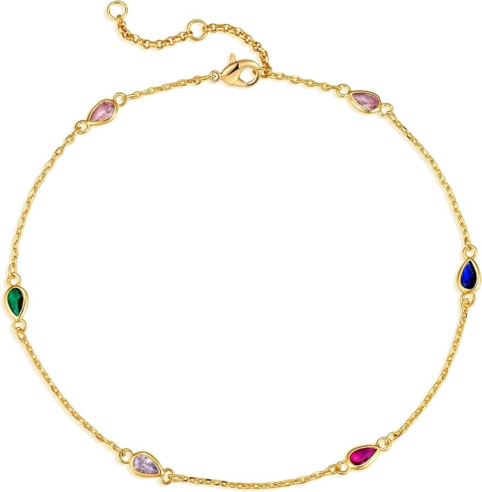 MEVECCO Anklet for Women Gold Chain 14K Gold Plated Dainty Boho Beach Summer Simple Foot Jewelry Ankle Bracelet