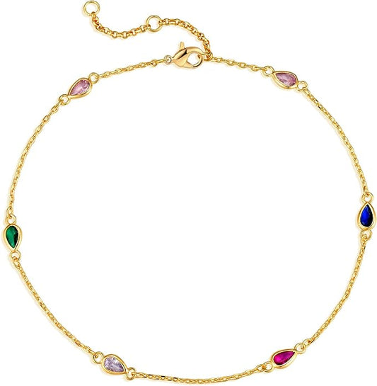 MEVECCO Anklet for Women Gold Chain 14K Gold Plated Dainty Boho Beach Summer Simple Foot Jewelry Ankle Bracelet