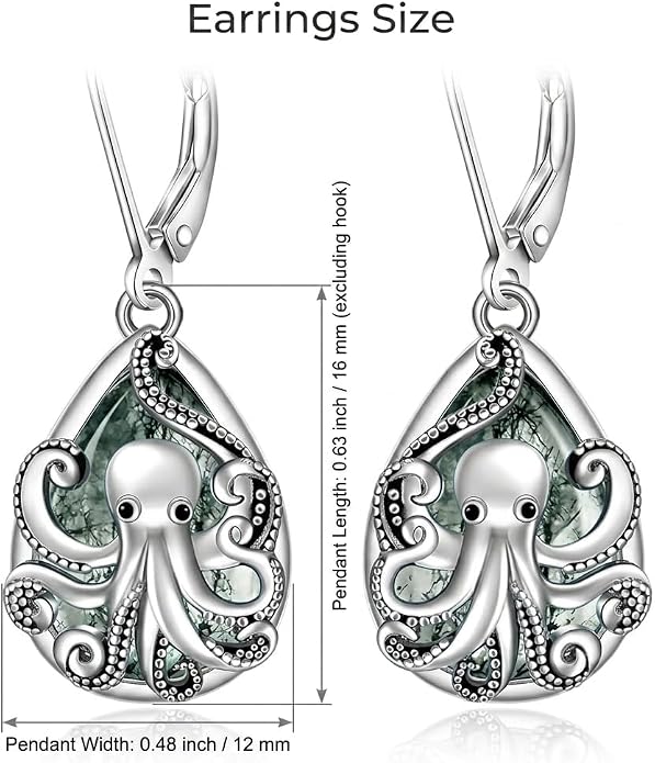 Octopus Earrings for Women Octopus Tentacle Earrings Sterling Silver Ocean Kraken Sea Animal Drop Dangle Jewelry Gift