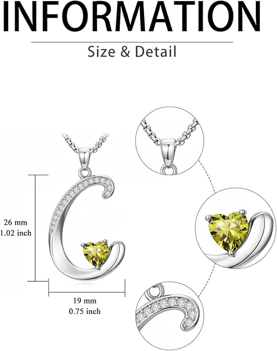 Birthday Gifts for Women Alphabet A to Z Initial Birthstone Pendant Necklaces for Women - 18k White Gold Plated Personalized Name Jewelry Anniversary Graduation Gifts for Wife Her Daughter Girlfriend(with Gift Box)