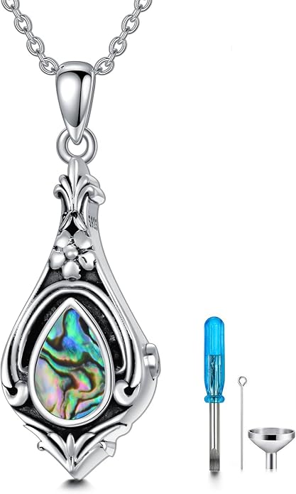Seiyang Urn Necklace for Ashes 925 Sterling Silver with Birthstone Cremation Jewelry Keepsake Ashes Pendant Necklace Memorial Jewelry for Women Loved One