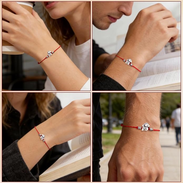 Sterling Silver Red String Bracelet with Hourse Charm, Zodiac Braided Cord Red Bracelet, Adjustable Good Luck Kabbalah String Bracele for Women Men Bracelet, Wealth Prosperity Symbol for Women Men, Handmade Energy Balance Yoga Jewelry for Gifts, Gift-R...