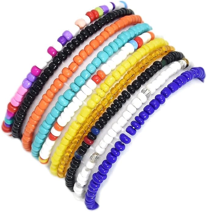 3-20Pcs Handmade Bohemian Summer Beach Beads African Ankle Bracelet for Women Adjustable Boho Colorful Seeds Stretch Barefoot Sandal Foot Anklet Jewelry