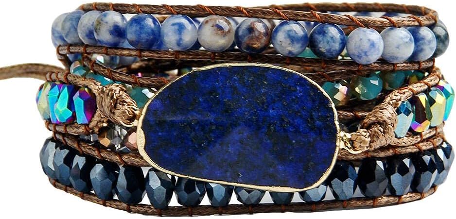 Women Wrap Bracelets Boho Natural Stone Jasper Turquoises Strand Bracelet Jewelry Collection