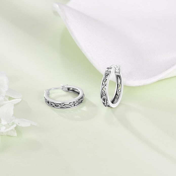 Sterling Silver Hoop Earrings Small Hoop Sun/Leaf/Triangle Huggie Earrings for Women Hypoallergenic