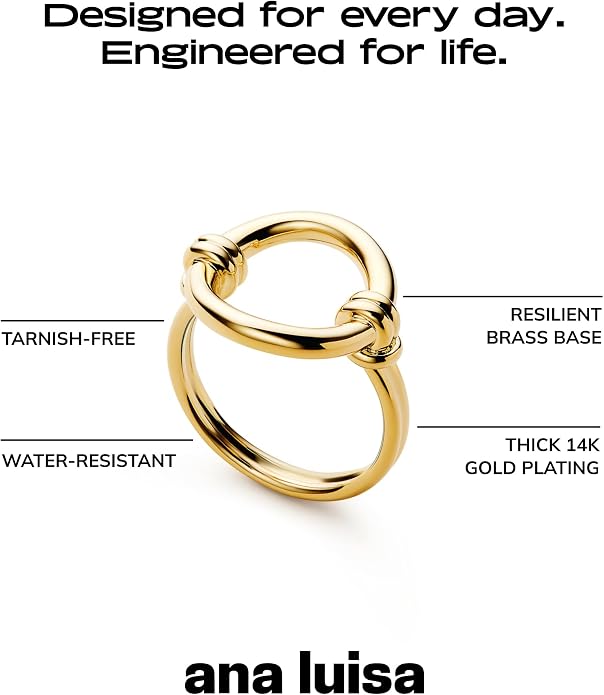 Ana Luisa Gold Rings for Women - 14K Gold Plated Rings for Women Non Tarnish - Trendy Stacking Ring for Daily Wear - Twisted, Heart, Eternity Ring Styles - Hypoallergenic & Water-Resistant Jewelry