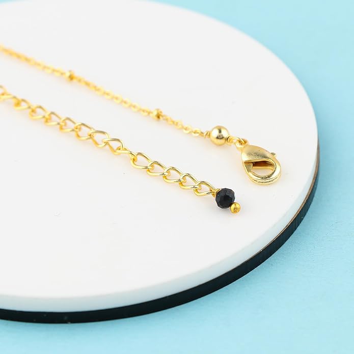 Satellite Chain Necklace 16+2 Inch Gold Plated – Dainty Layering Jewelry with Gemstone Beads – Minimalist Choker Necklace for Women – Delicate Gift for Her