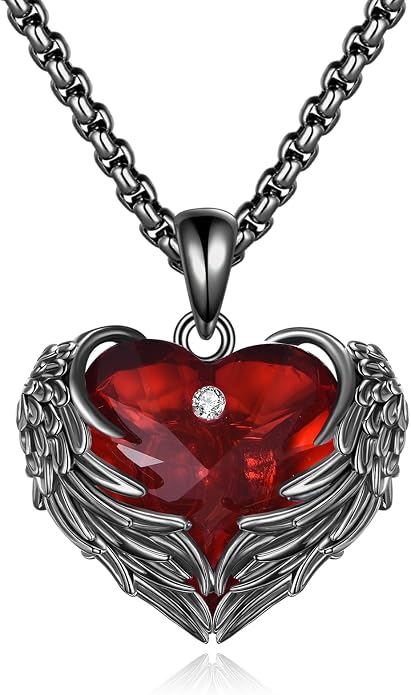 Angel Wings Necklace for Women 925 Sterling Silver Birthstone Guardian Necklace Jewelry Angel Wings Moonstone, Crystal Pendant Jewelry Gifts