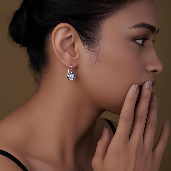 LeCalla 925 Sterling Silver Hammered Earrings for Women | Classic Handmade Textured Hammered Drop Dangle Earring Jewelry Gifts for Birthday Wedding Christmas