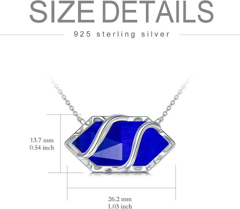 HPQQ Teardrop Necklace 925 Sterling Silver Filigree Gemstone Pendant Necklace Fine Jewelry Birthday Mother's Day Gifts for Women Her Mom