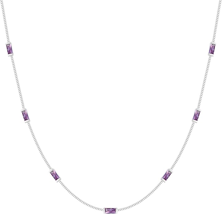 LOUISA SECRET Birthstone Necklaces for Women, 14K Gold Plated Dainty Simple Necklace, 925 Sterling Silver Birthday Anniversary Jewelry Gift for Women Mom Mother