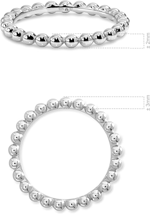 DEVATA Gold or Rhodium Plated Sterling Silver 925 – Eternity, Band Ring for Women – Heart, Knot, Clover, Infinity, Mariner, Cable, Curb, Cuban, Figaro, Daisy, Rope, Ribbed, Dome