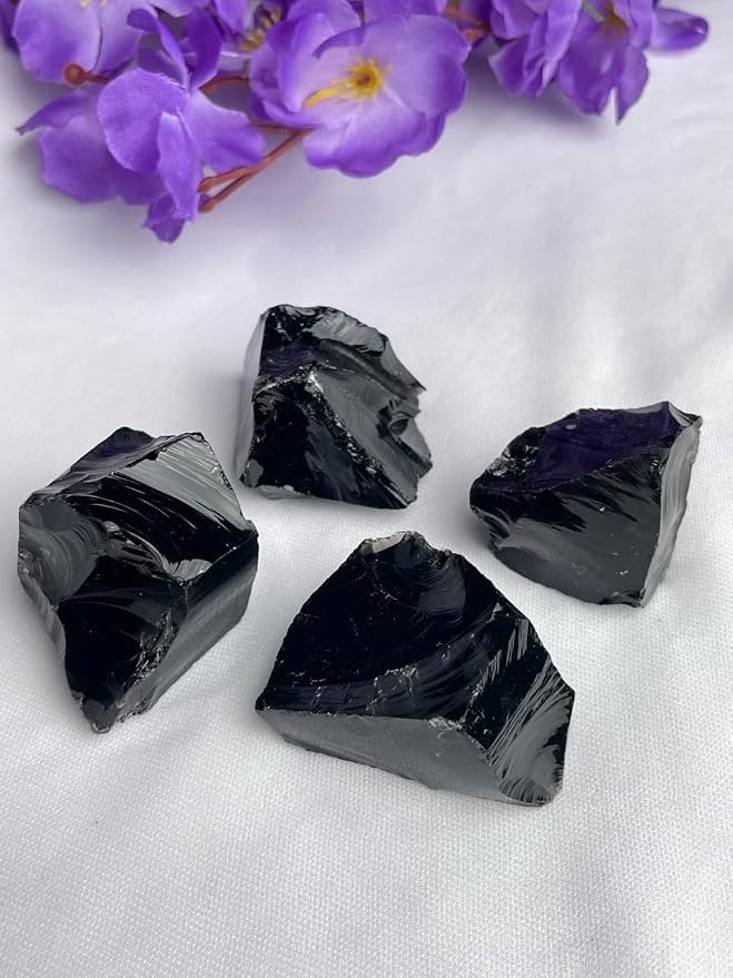 Large 1.25-2.0” Natural Black Obsidian Raw Crystals Stones for Meditation, Chakra, Reiki, Crystal Grid, Energy Work, Wire Wrapping, Tumbling & Spiritual Home Decor