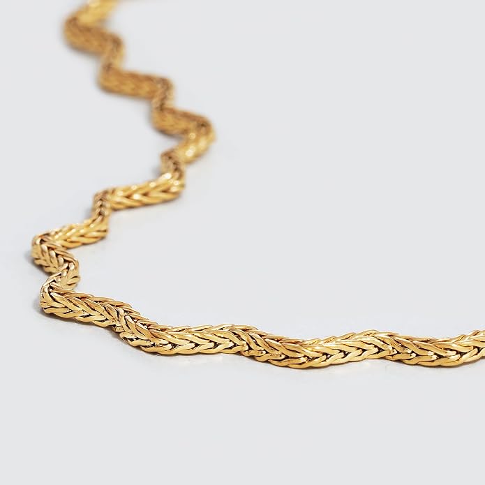 Dremmy Studios Dainty Gold Choker Necklace for Women 14K Gold Plated Coin Disc Figaro Layered Beaded Flat Mariner Sideways Cross Wishbone Link Clavicle Necklaces