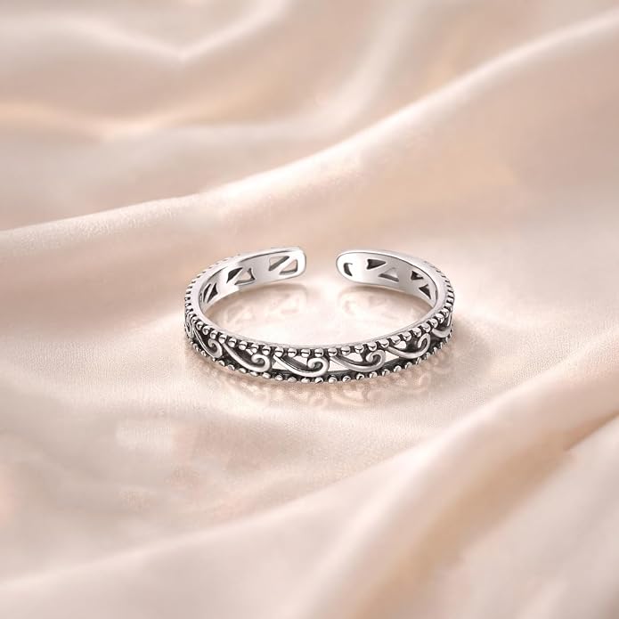 Charmsy 925 Sterling Silver Toe Rings for Women | Minimalist Open Adjustable Toe-Rings Band | Women's Cuff Toe Ring Summer Beach Foot Jewelry
