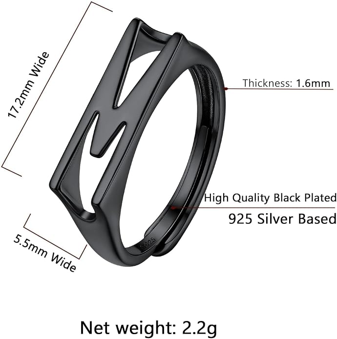 SILVERCUTE 925 Sterling Silver Initial Rings for Women,Adjustable Capital Letter Ring Hypoallergenic,Minimalist 925 Silver Rings for Mother Daughter