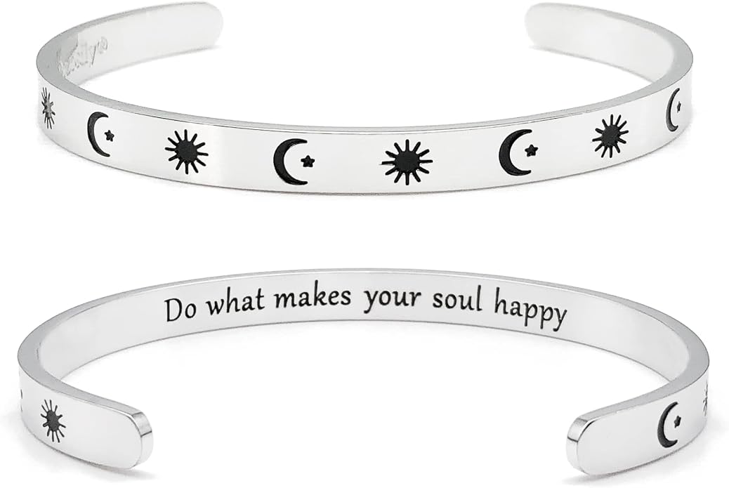 Dczosily Inspirational Bracelets for Women Stainless Steel Cuff Bracelet Engraved Jewelry Motivational Bangles Personalized Gifts for Best Friend/Mom