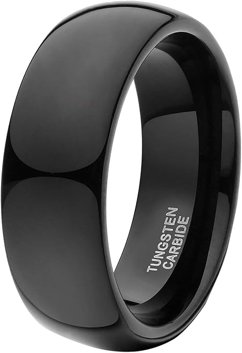 TRUMIUM 2mm 4mm 6mm 8mm Black Tungsten Ring for Men Women Wedding Band Domed High Polish Comfort Fit 4-15