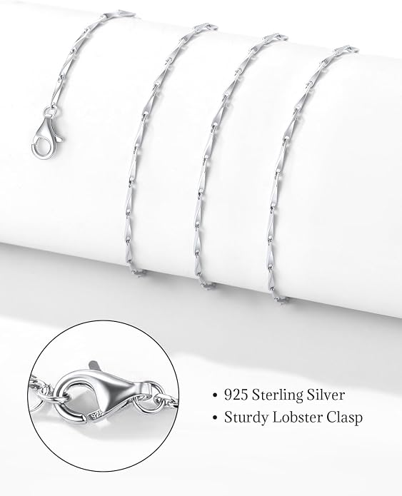 SILVERCUTE 925 Sterling Silver Necklace for Women,1mm/1.3mm/1.5mm/1.6mm Thin Silver Cable Chain/Box Chain/Rope Chain Necklace with Extension Chain,18/20/22/24/26/28/30 Inch