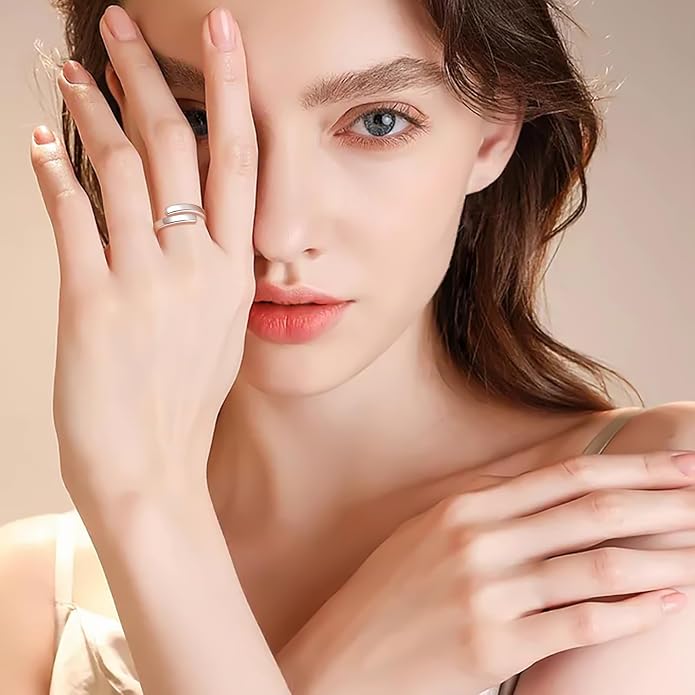 BEILIN 925 Sterling Silver Inspirational Jewelry Rings Adjustable Ring Personality Encouragement Gift for Teens Women