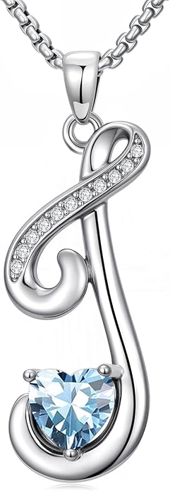 Birthday Gifts for Women Alphabet A to Z Initial Birthstone Pendant Necklaces for Women - 18k White Gold Plated Personalized Name Jewelry Anniversary Graduation Gifts for Wife Her Daughter Girlfriend(with Gift Box)