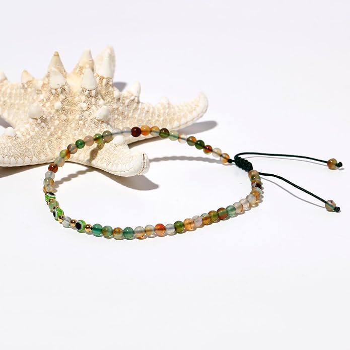 Evil Eye Ankle Bracelets for Women Beads Anklets Beach Accessiory Gemstone Healing Crystal Adjustable