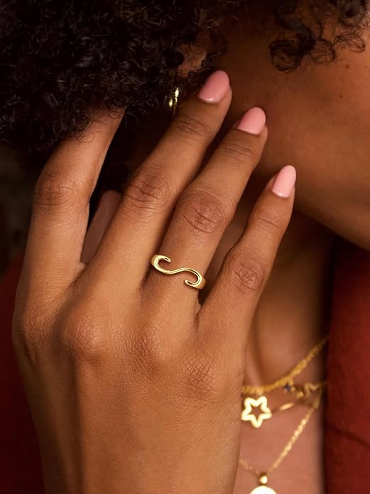 SILVERCUTE 925 Sterling Silver Initial Rings for Women,Adjustable Capital Letter Ring Hypoallergenic,Minimalist 925 Silver Rings for Mother Daughter