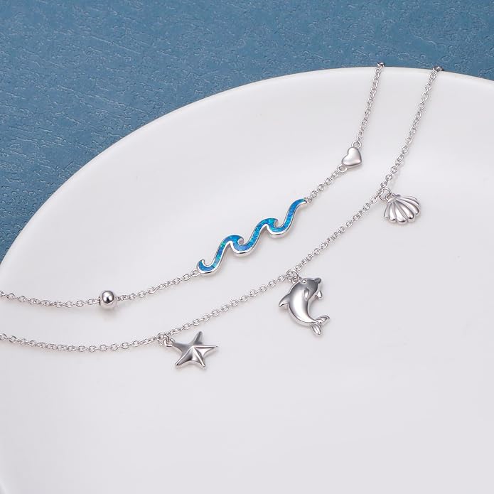 S925 Sterling Silver Ankle Bracelets Butterfly/Evil Eye/Anchor/infinity/Beach Anklet for Women Opal Moonstone Foot Chain Beach Jewelry