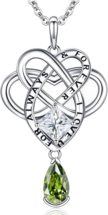 Birthstone Necklace for women Celtic Jewelry Trinity Necklace Pendant 925 Sterling Silver Necklace Birthday Valentines Gift for Her Cable Length 18"