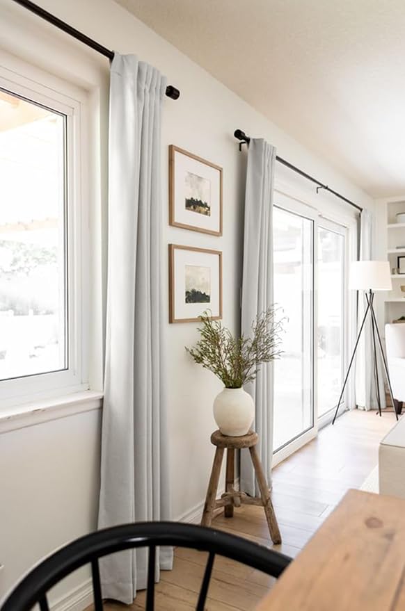 100% Blackout Shield Linen Blackout Curtains for Bedroom 108 Inches Long, Back Tab/Rod Pocket Living Room Drapes, Thermal Insulated Blackout Curtains 2 Panels Set, 50" W x 108" L, Beige