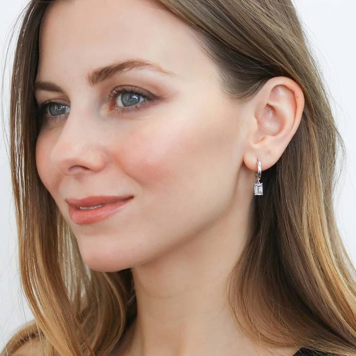 BERRICLE Sterling Silver Solitaire Mini Helix Cartilage Hoop Huggie Earrings for Women, 1.4-2.4 Carat Cubic Zirconia CZ 0.5 inch