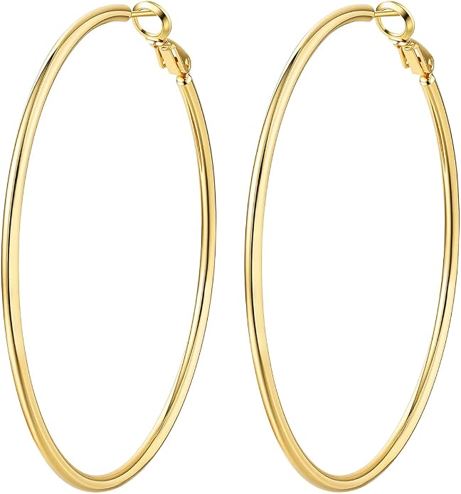 14K Gold Hoop Earrings for Women Large Chunky Hoop Earrings for Women Elegant Big Gold Hoops Jewelry