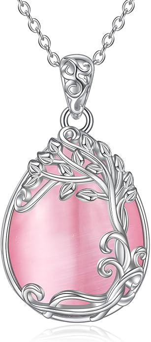YAFEINI 925 Sterling Silver Moonstone Necklace Filigree Teardrop Pendant Necklace Jewelry for Women Girls
