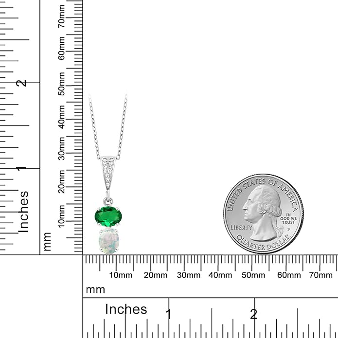 Gem Stone King 2-Stone Gemstone Birthstone Pendant Necklace for Women in 925 Sterling Silver | Oval 8x6MM | 18 Inch Silver Chain | Fine Jewelry for Her Mom Wife