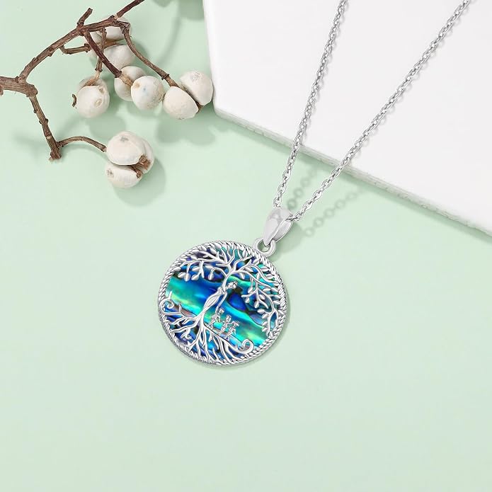 Odinstone Tree of Life Necklace, Sterling Silver Pendant for Women Family Tree Necklaces Jewelry for Mom/Wife/Grandma(With Fine Gift Box)
