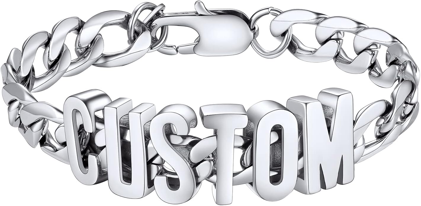 PROSTEEL Silver/Gold/Black Bracelets for Men Figaro Cuban Link, 6mm-13mm Width, 7.5"/8.3"/9" Length, Stainless Steel Mens Bracelet Jewelry with Gift Box