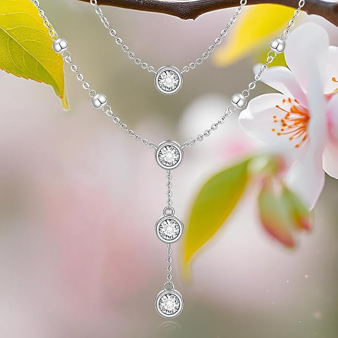 Layered Necklaces for Women S925 Sterling Silver 14k Gold Plated Cross Jesus Tulip Birth Month Flower Necklace Pendant Jewelry Mothers Day Birthday Gifts